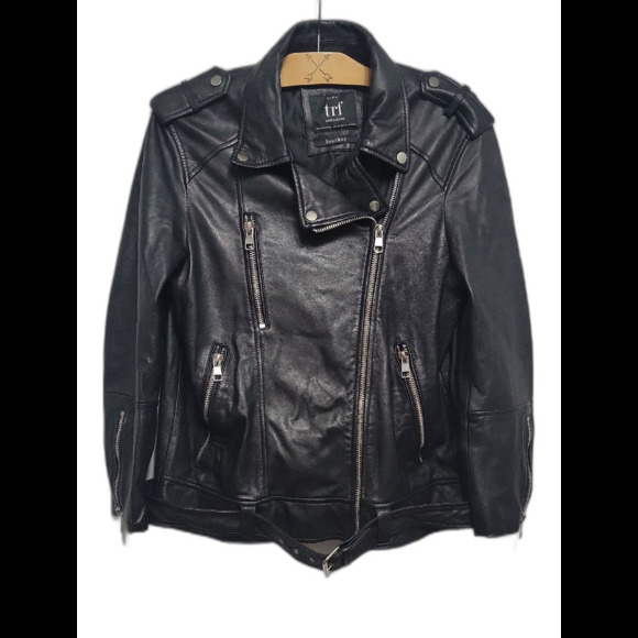 Zara Jackets & Blazers - Zara Bikercore Super Soft Genuine Black Leather Biker Jacket with Zip Details